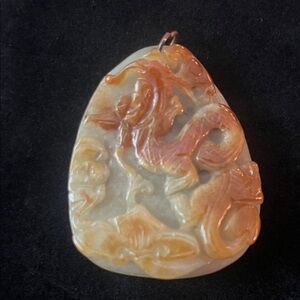 Gemstone Burma Jade Carved Dragon Pendant